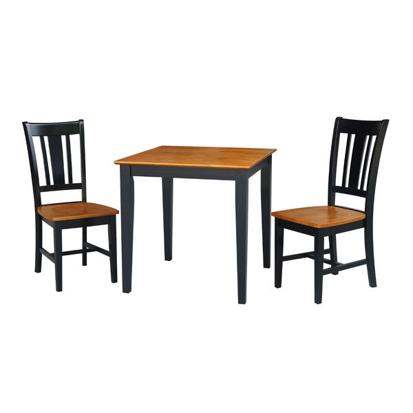 Black and Cherry Dining Table with Chairs, 3-Piece, image 1