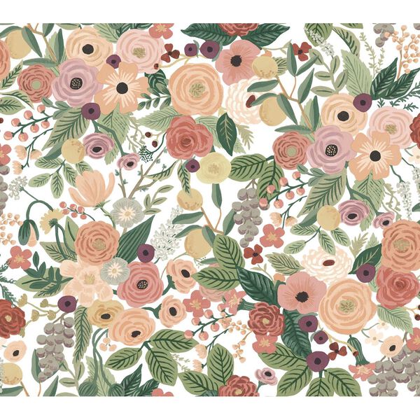 Garden Party Burgundy Peel and Stick Wallpaper, image 2