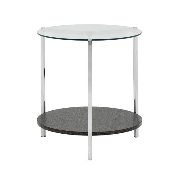 Alexia Chrome End Table with Glass Top, image 3