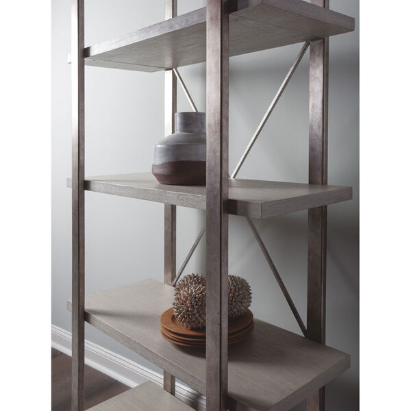 Signature Designs Light Gray and Silver Leaf Soiree Etagere, image 3
