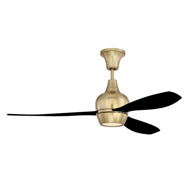 Bordeaux Satin Brass Led 52-Inch Ceiling Fan With Flat Black Blade, image 1