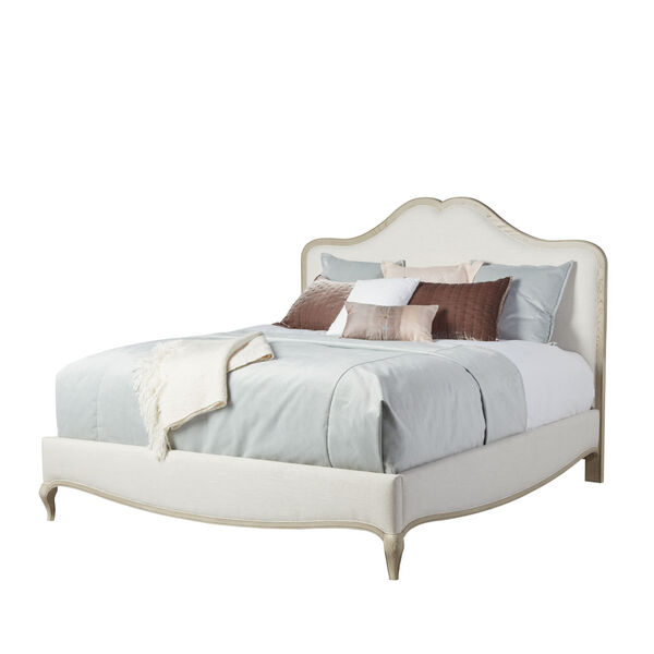 Charme Blanched Oak and Sundance Gold King Upholstered Panel Bed, image 6