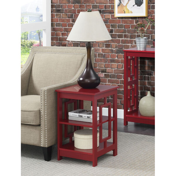 Town Square Cranberry Red End Table with Shelves, image 1