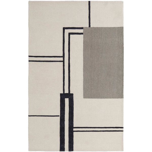Maguire Industrial Ivory Gray Black Area Rug, image 1