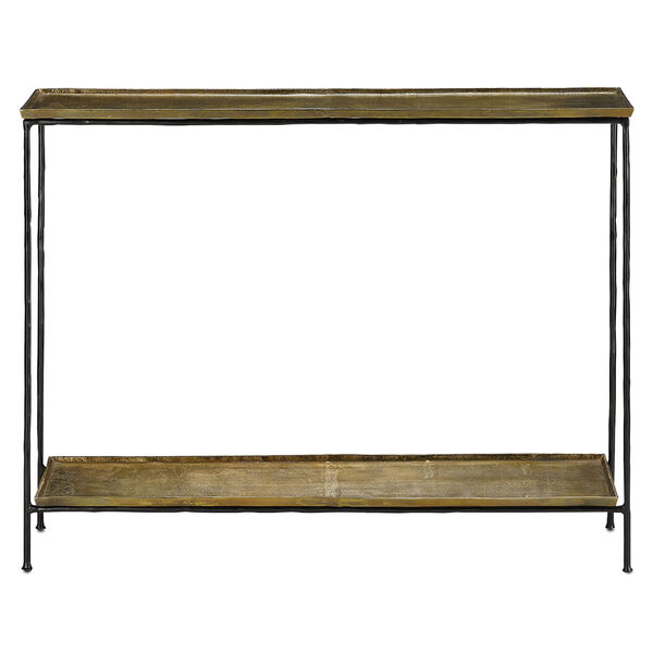 Boyles Black Iron and Antique Brass  Console Table, image 1