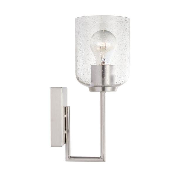 HomePlace Carter Brushed Nickel Sconce with Clear Seeded Glass, image 4