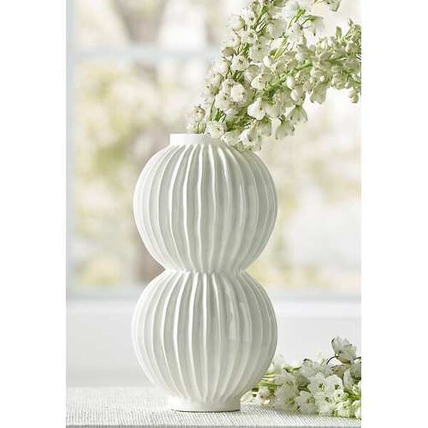 White Glaze Organic Disc Vase, image 3