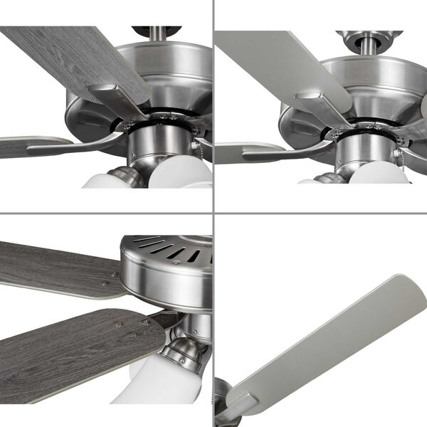 AirPro E-Star Brushed Nickel Four-Light LED 52-Inch Ceiling Fan with Etched White Glass Light Kit, image 5