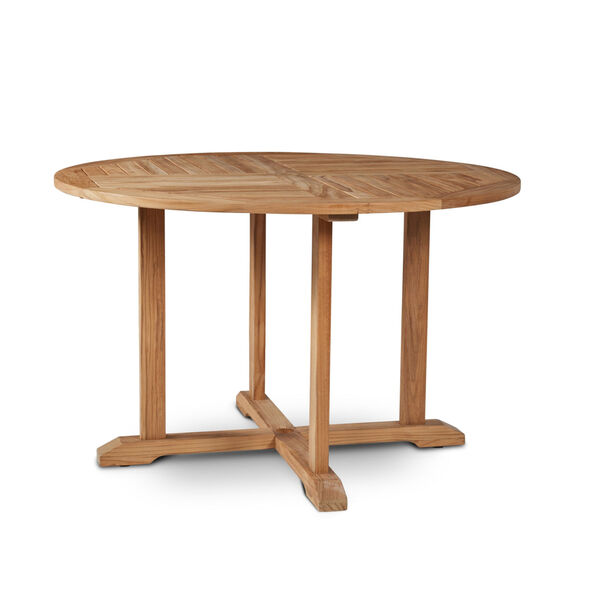 Curtis Nature Sand Teak 47.25-Inch Dia Round Teak Outdoor Dining Table with Umbrella Hole, image 1