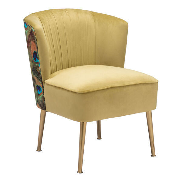 Tabitha Green and Gold Accent Chair, image 1