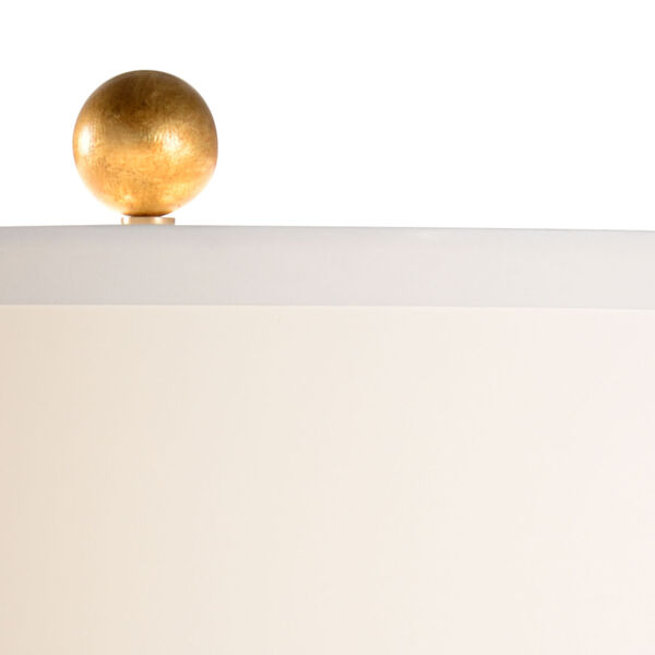 White Glaze and Antique Gold Leaf One-Light Ceramic Table Lamp, image 3
