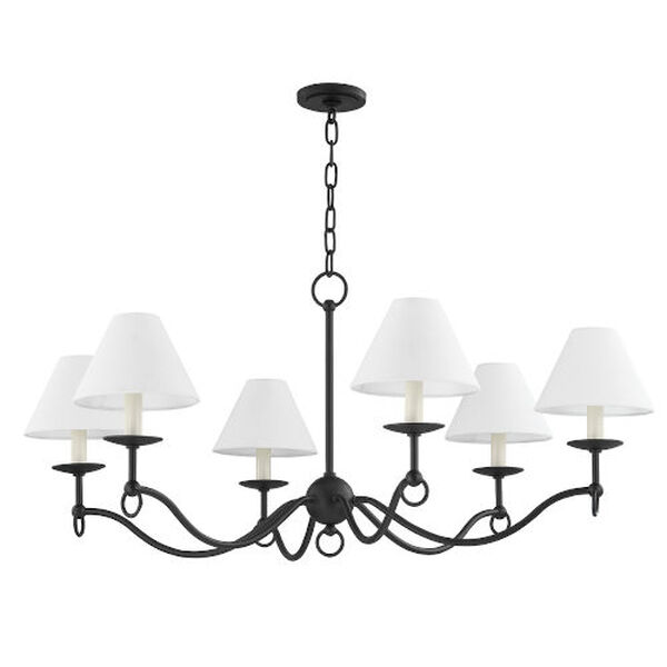 Massi Forged Iron and White Eight-Light Chandelier, image 1