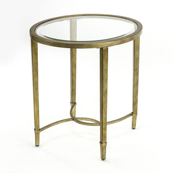 Linden Antique Silver and Metal Oval End Table, image 1