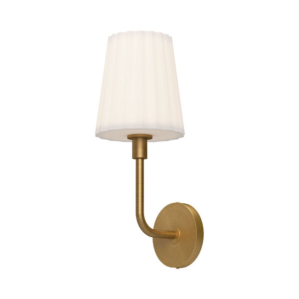 Plisse Aged Gold One-Light Wall Sconce with Opal Glass, image 1
