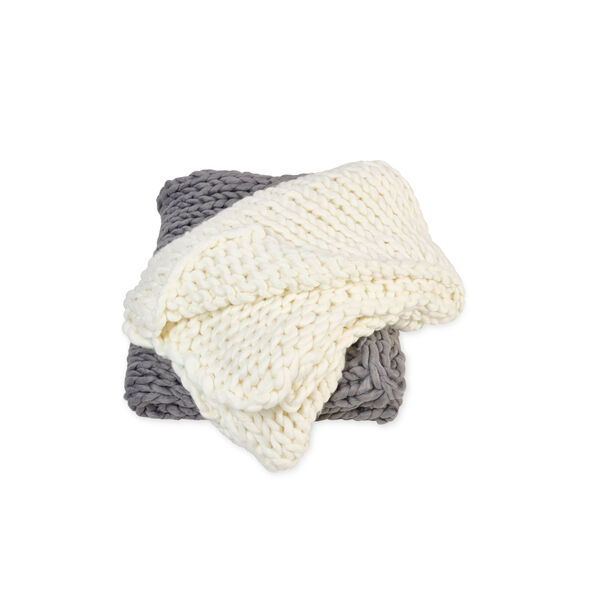 Ultra-Chunky Knit Acrylic Throw Blanket Gray, image 7