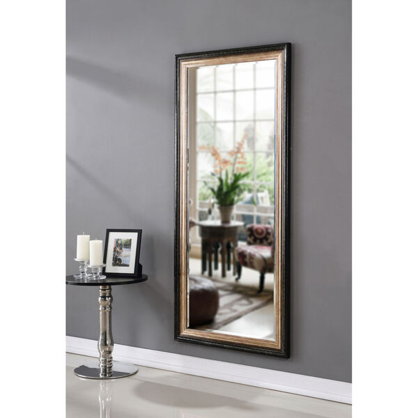 Lyonesse Destressed Black and Antique Gold Full Length Mirror, image 2