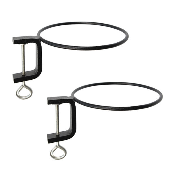 Black Powdercoat 8-Inch Clamp-on Flower Pot Ring, Set of Two, image 1