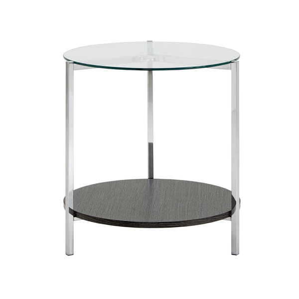 Alexia Chrome End Table with Glass Top, image 2