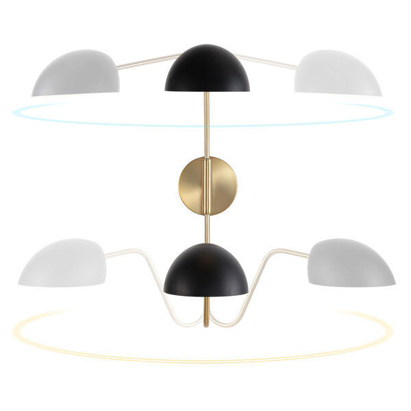 Trilby Matte Black and Burnished Brass Two-Light Wall Sconce, image 6