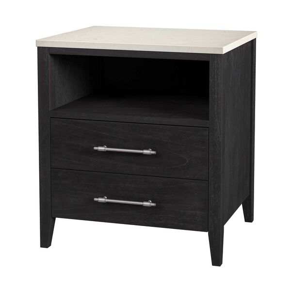 Mayfair Black Two- Drawer Wood and Marble Nightstand, image 1