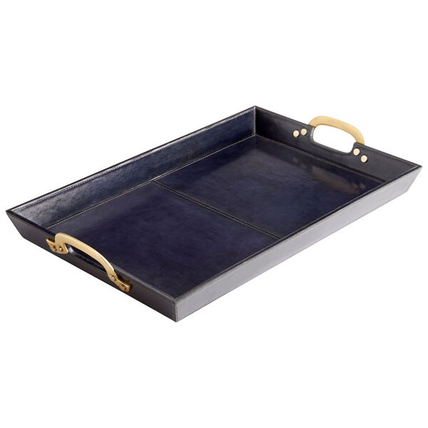 Blue and Antique Brass McQueen Tray, image 1