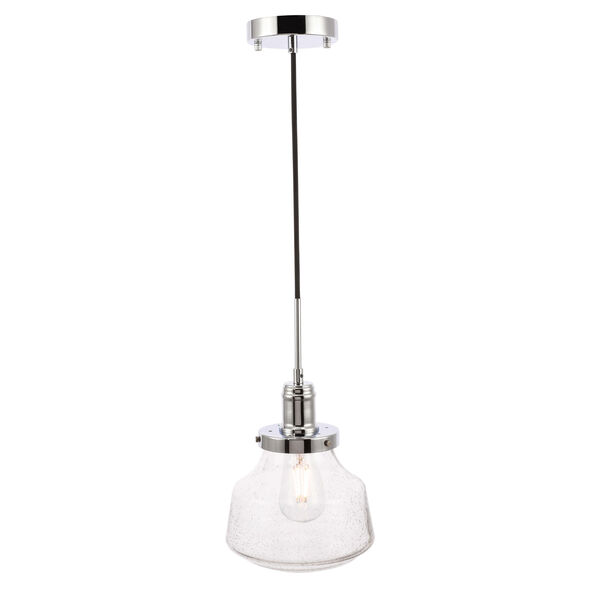 Lyle Chrome Eight-Inch One-Light Mini Pendant with Clear Seeded Glass, image 1