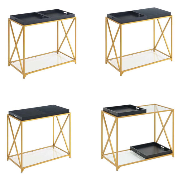 St. Andrews Black Gold Powder Coated Metal Console Table, image 4