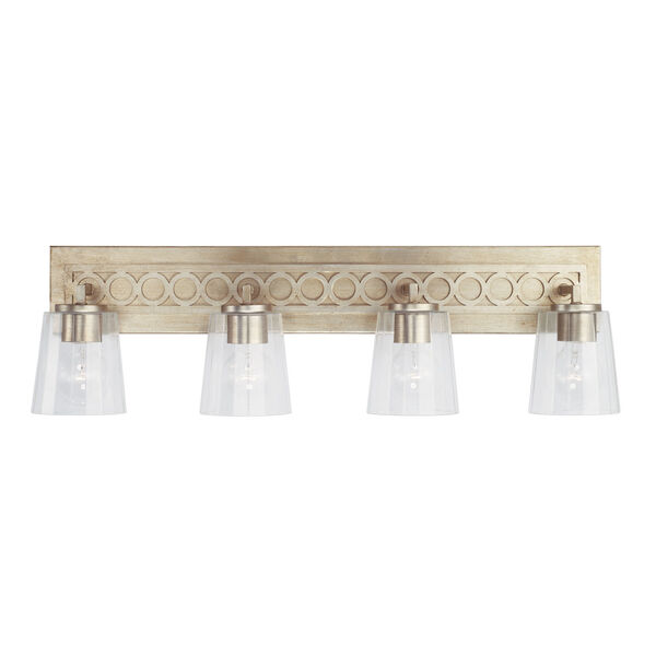 Isabella Winter Gold Four-Light Bath Vanity with Clear Faceted Glass Shades, image 2