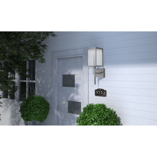 Reveal Satin Gray 7-Inch Led Outdoor Rectangular Wall Sconce With Seeded Glass, image 3