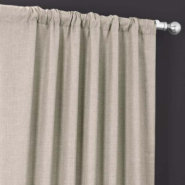 Italian Faux Linen Taupe Gray 50 in W x 96 in H Single Panel Curtain, image 4