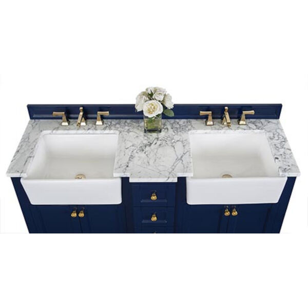Adeline Heritage Blue 60-Inch Vanity Console with Farmhouse Sinks, image 6
