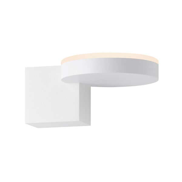 Disc-Cube Textured White LED 7.25-Inch Wall Sconce with Frosted Diffuser, image 1