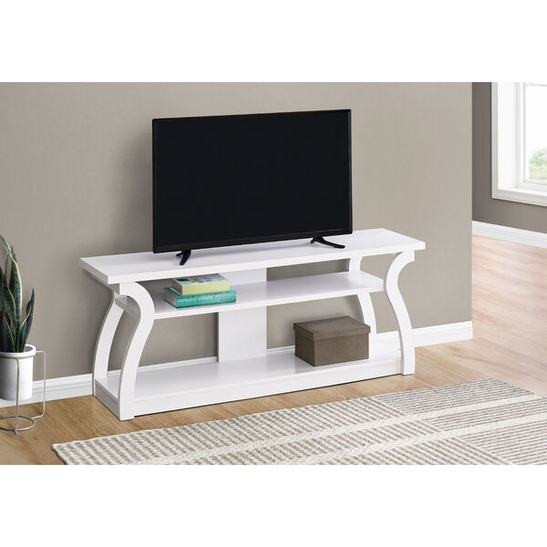 White Contemporary Open Concept TV Stand, image 2