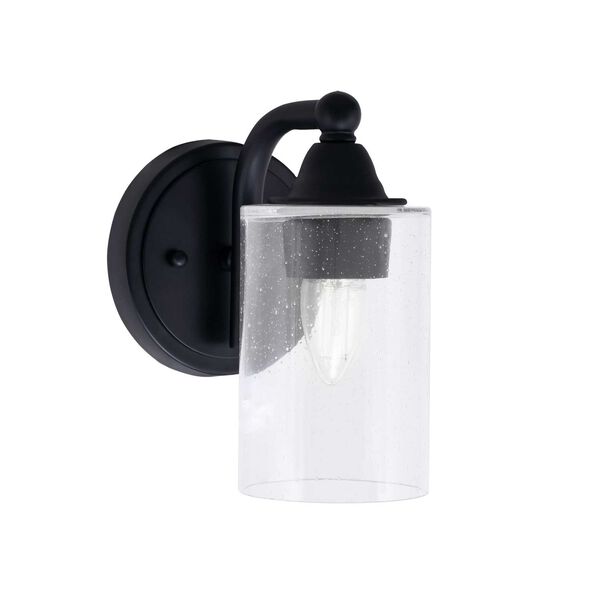 Paramount Matte Black One-Light Wall Sconce with Four-Inch Clear Bubble Glass, image 1