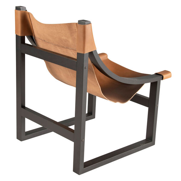 Lima Natural Leather and Black Frame Sling Chair, image 5