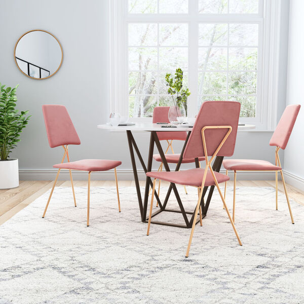Chloe Pink and Gold Dining Chair, Set of Two, image 2