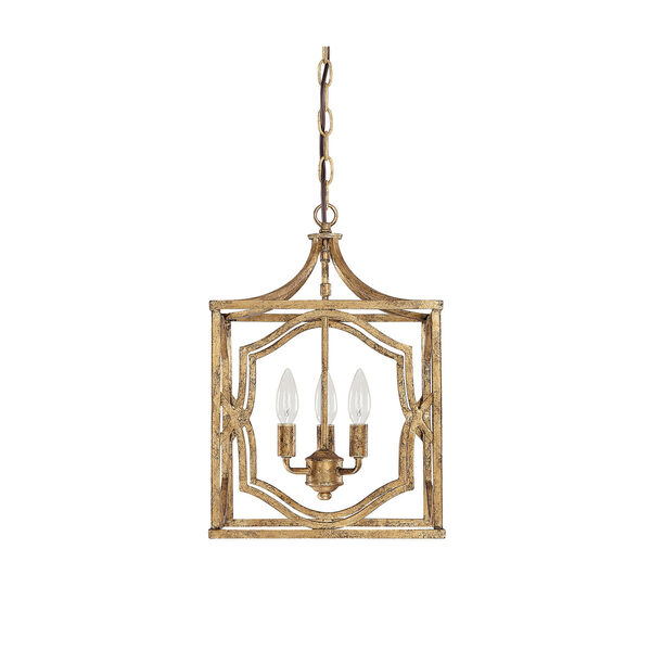 Linden Antique Gold Three-Light Lantern Pendant, image 1
