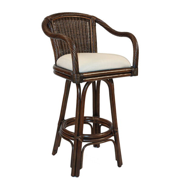 Key West York Jute Indoor Swivel Rattan and Wicker 24-Inch Counter stool in Antique Finish, image 1