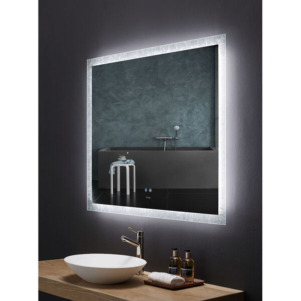 Frysta White 48 x 40 Inch LED Frameless Rectangualar Mirror with Dimmer and Defogger, image 3