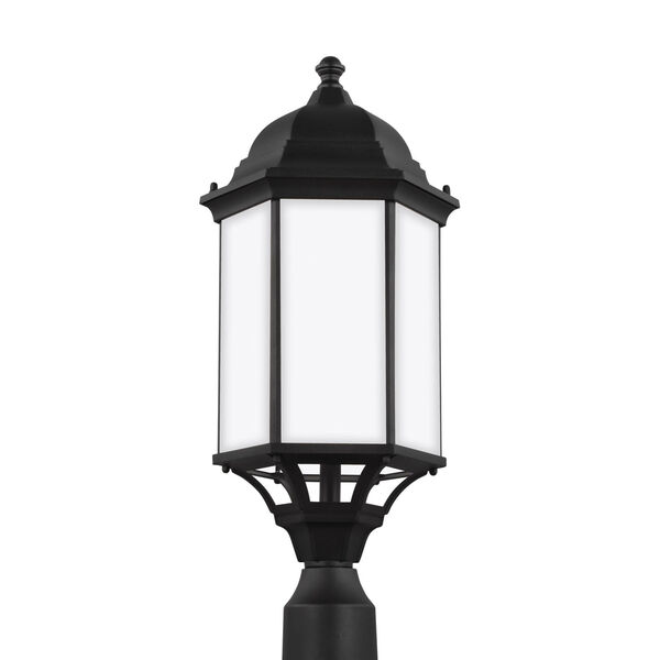 Sevier Black 22-Inch One-Light Outdoor Post Mount with Satin Etched Shade, image 1