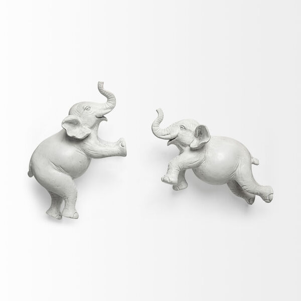 Maynard White Elephant Wall Sculpture, Set of Two, image 2