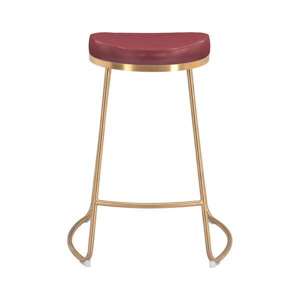Bree Burgundy and Gold Counter Stool, Set of Two, image 4