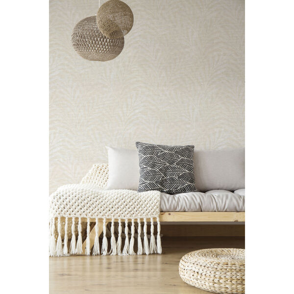 Ronald Redding Handcrafted Naturals Neutral Tea Leaves Stripe Wallpaper, image 2
