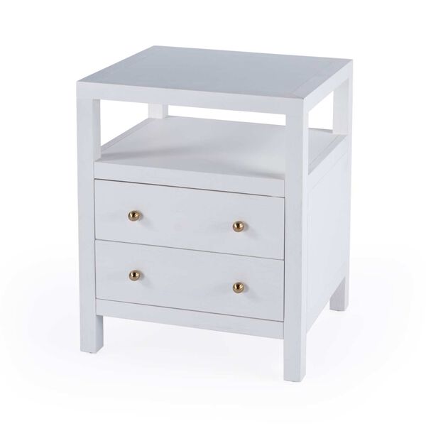 Nora White Nightstand with Two-Drawer, image 1