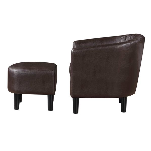 Take A Seat Espresso Faux Leather Roosevelt Accent Chair with Ottoman, image 5