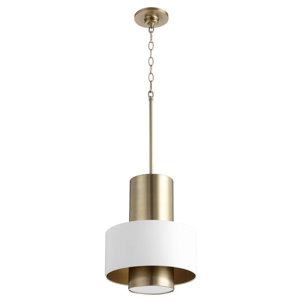 Studio White and Aged Brass One-Light Pendant, image 1