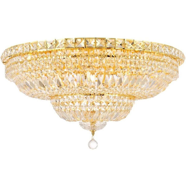 Tranquil Gold Eighteen-Light 30-Inch Flush Mount with Royal Cut Clear Crystal, image 1