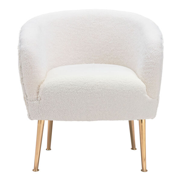 Sherpa Beige and Gold Accent Chair, image 4