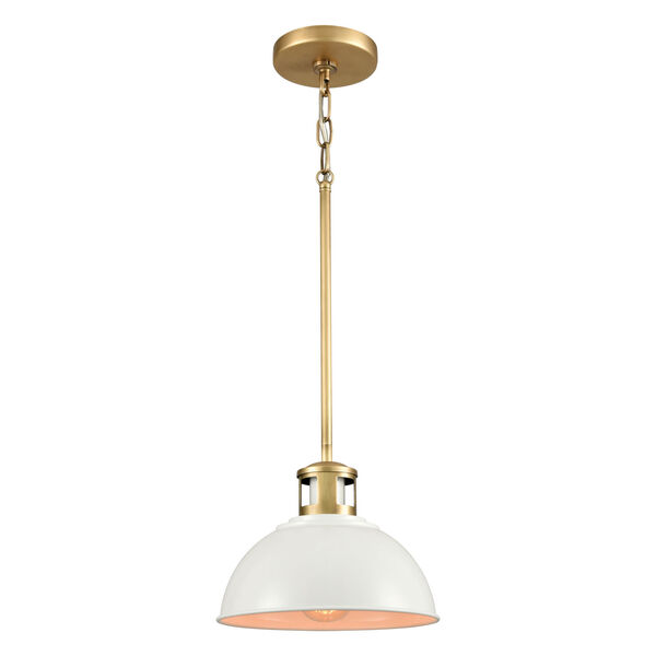 Lyndon White and Brass One-Light Pendant, image 3