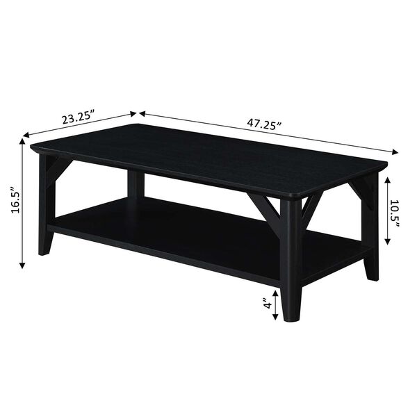 Black Coffee Table with Shelf, image 3